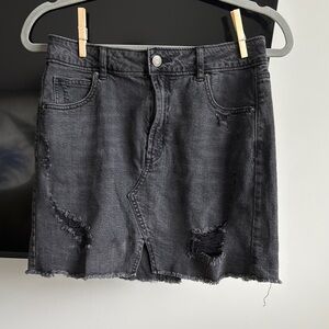 Wild Fable Black Distressed Denim Mini Skirt